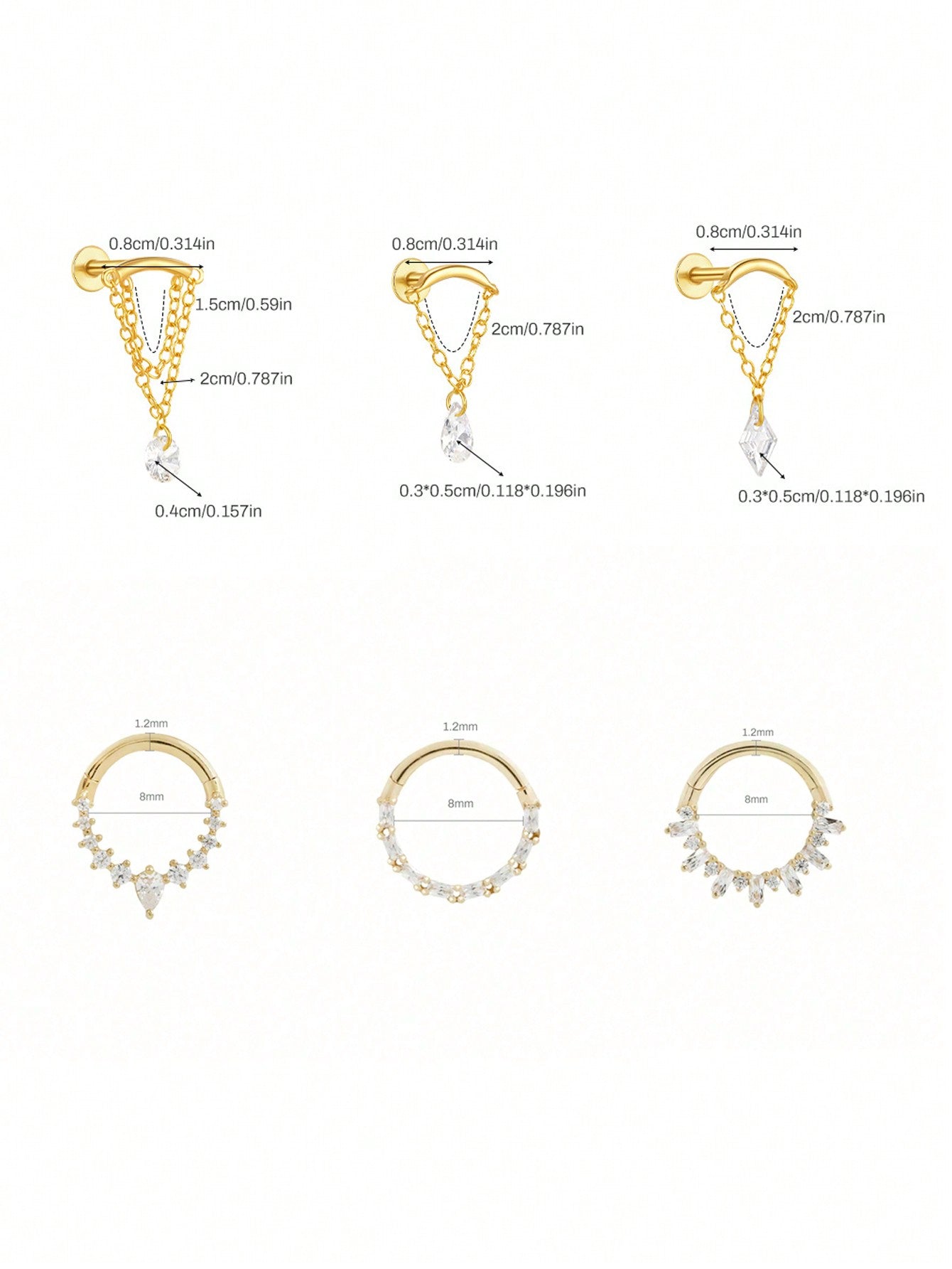 Stella Mystique Silver 925 Cartilage Drop Earring