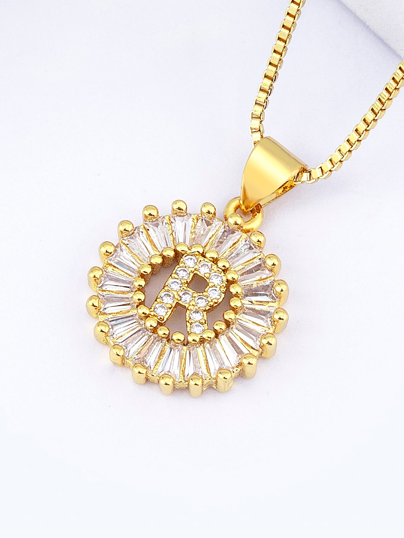 Personalize Your Style - A Cubic Zirconia Round Charm Necklace with Letter Detail