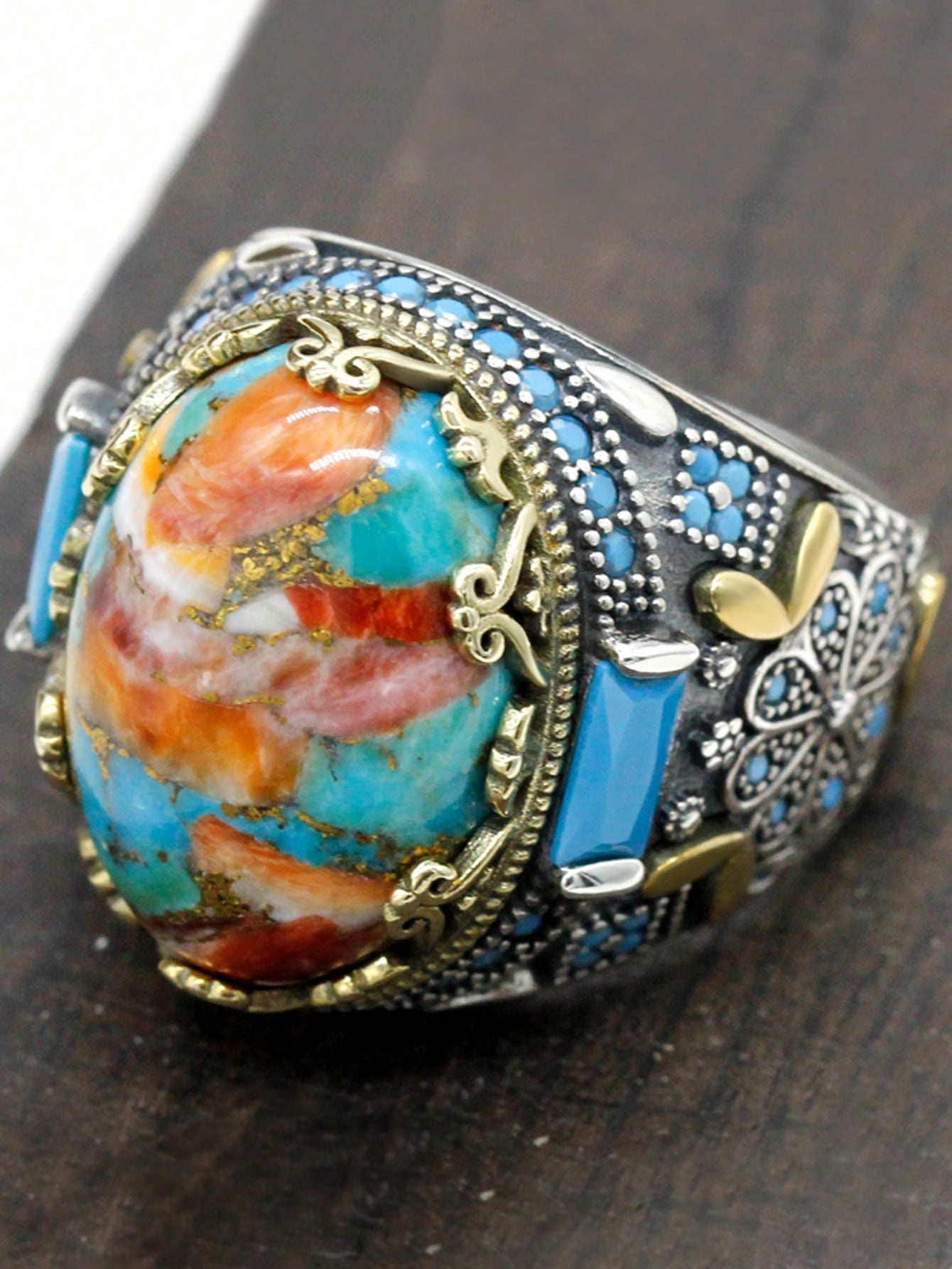 925 Sterling Silver Oyster Turquoise Ring