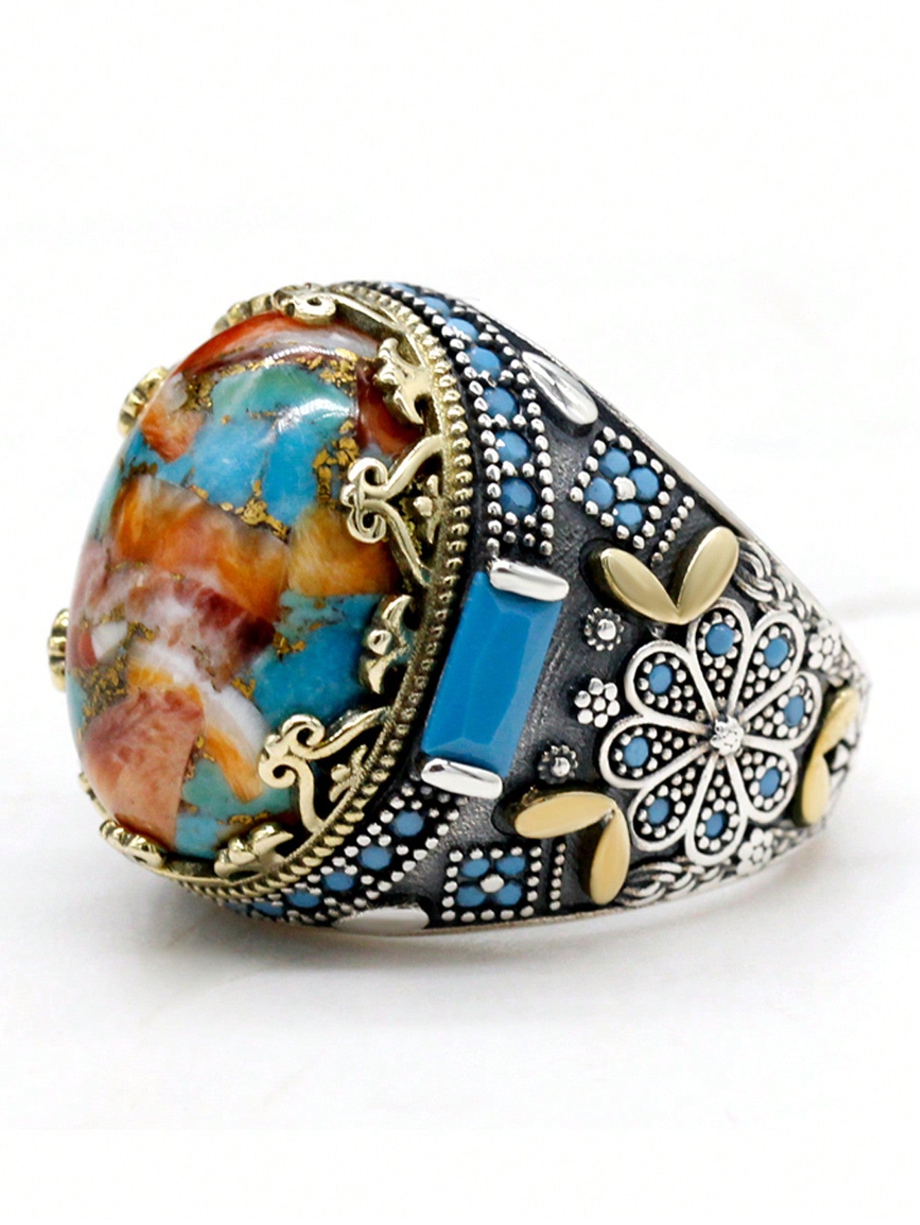 925 Sterling Silver Oyster Turquoise Ring