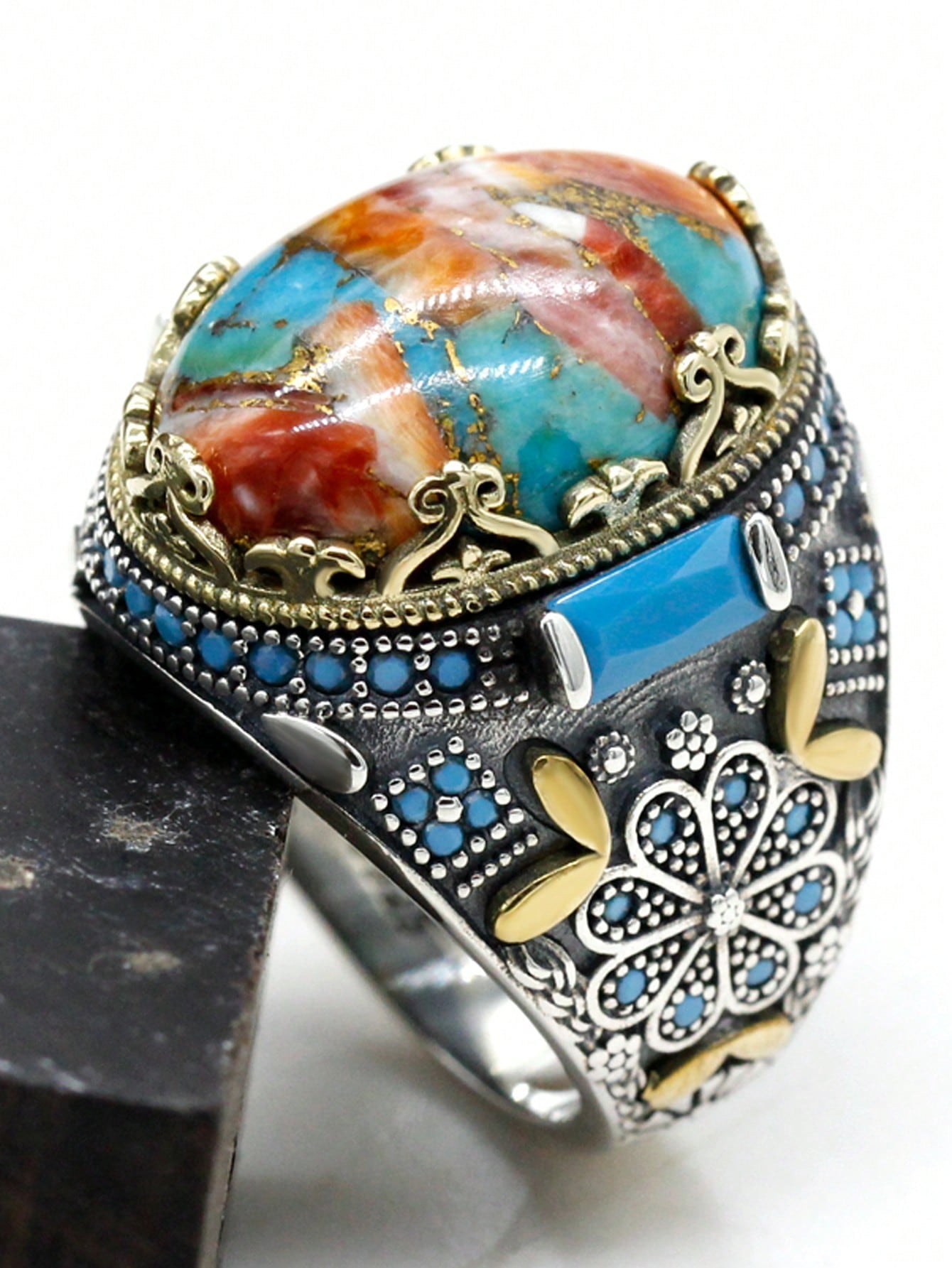 925 Sterling Silver Oyster Turquoise Ring