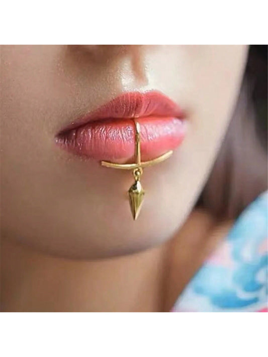 Stainless Steel Faux Lip Ring – No Piercing Needed