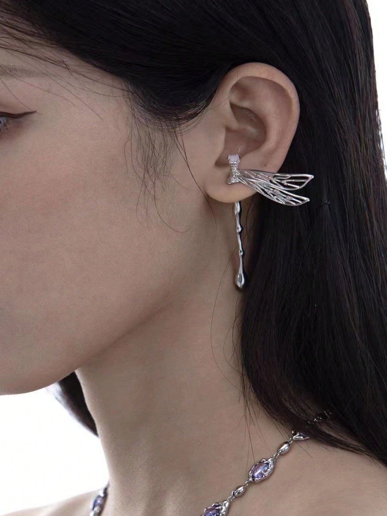 3D Hollow Dragonfly Metallic Earrings