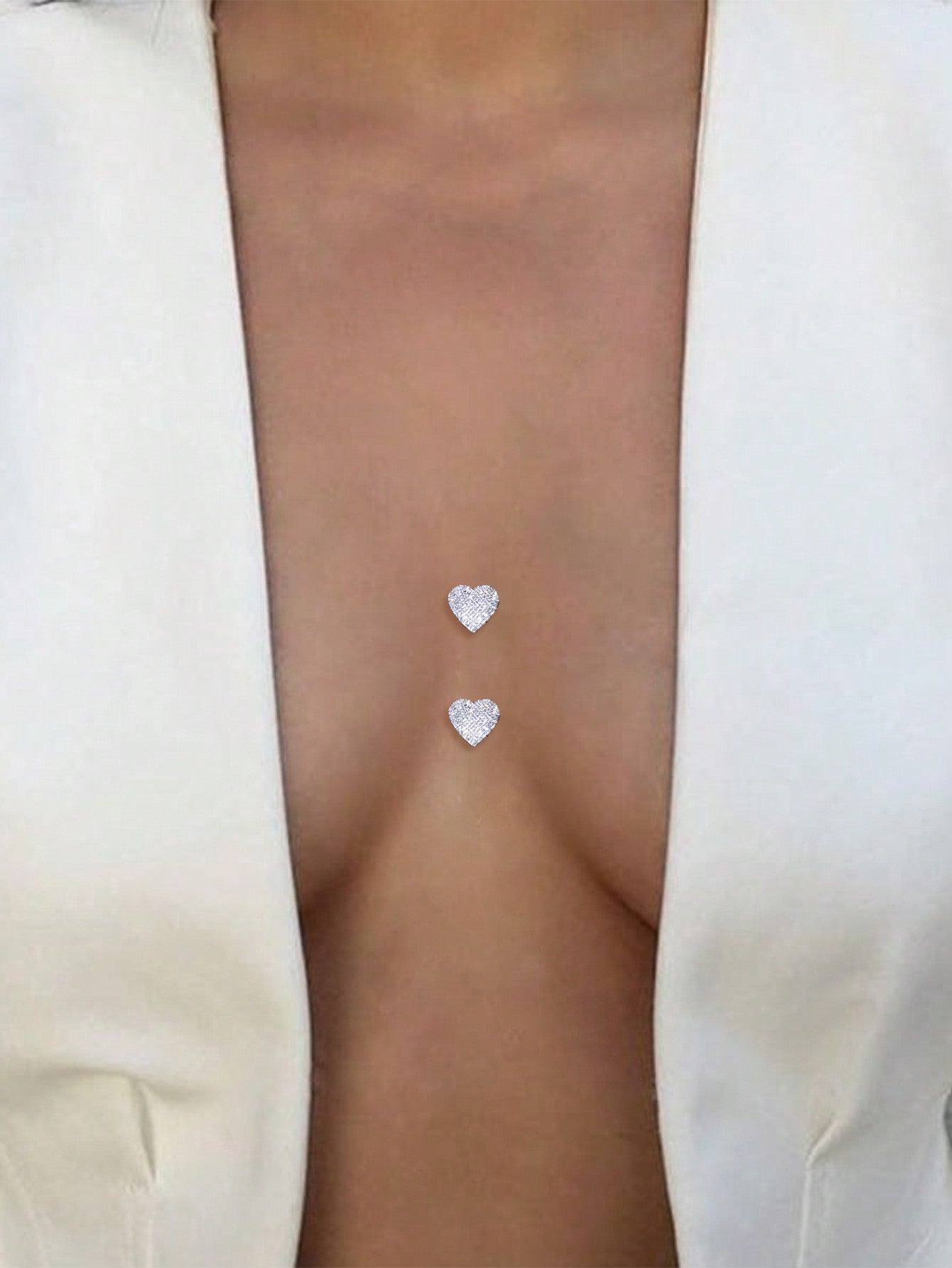 Silver Flower Rhinestone Breast Stickers – 2PCS