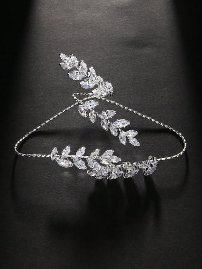 Bridal Crystal Leaf Hand Chain and Ring