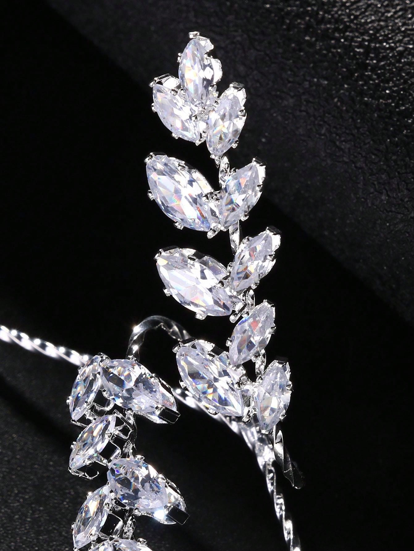 Bridal Crystal Leaf Hand Chain and Ring