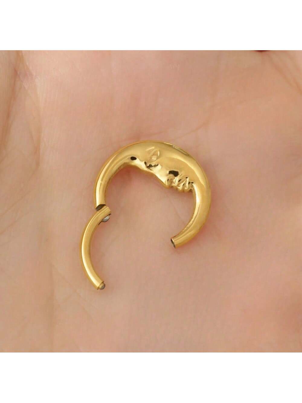 Titanium Moon Face Septum Ring – 16G
