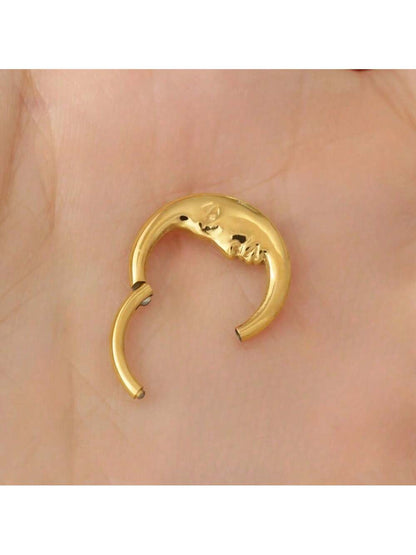 Titanium Moon Face Septum Ring – 16G