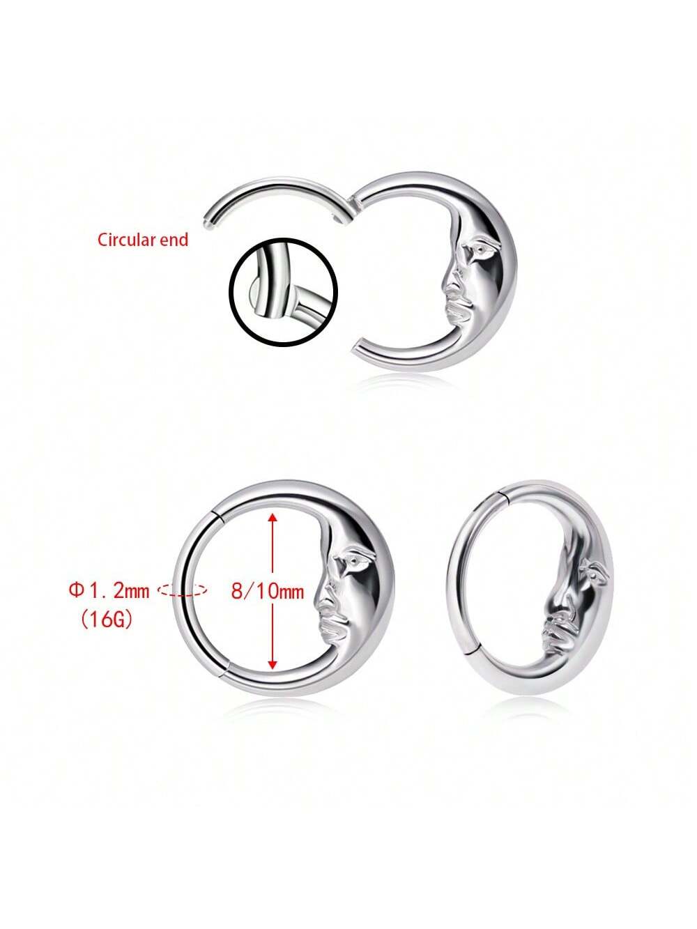 Titanium Moon Face Septum Ring – 16G