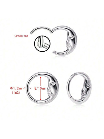 Titanium Moon Face Septum Ring – 16G