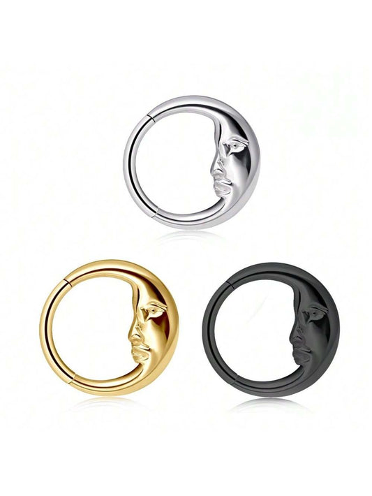 Titanium Moon Face Septum Ring – 16G