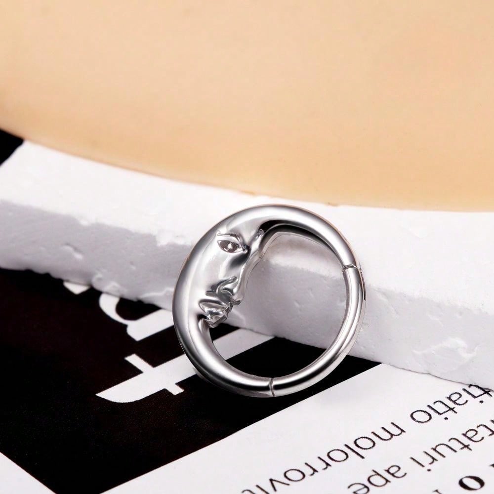 Titanium Moon Face Septum Ring – 16G