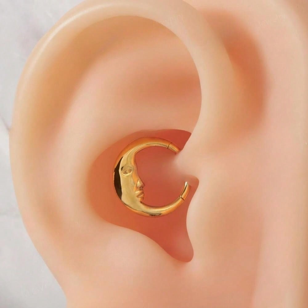 Titanium Moon Face Septum Ring – 16G