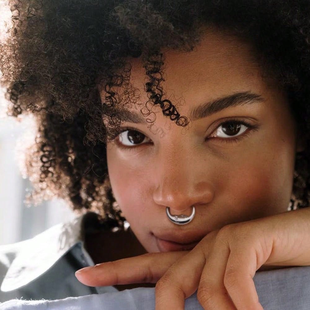 Titanium Moon Face Septum Ring – 16G