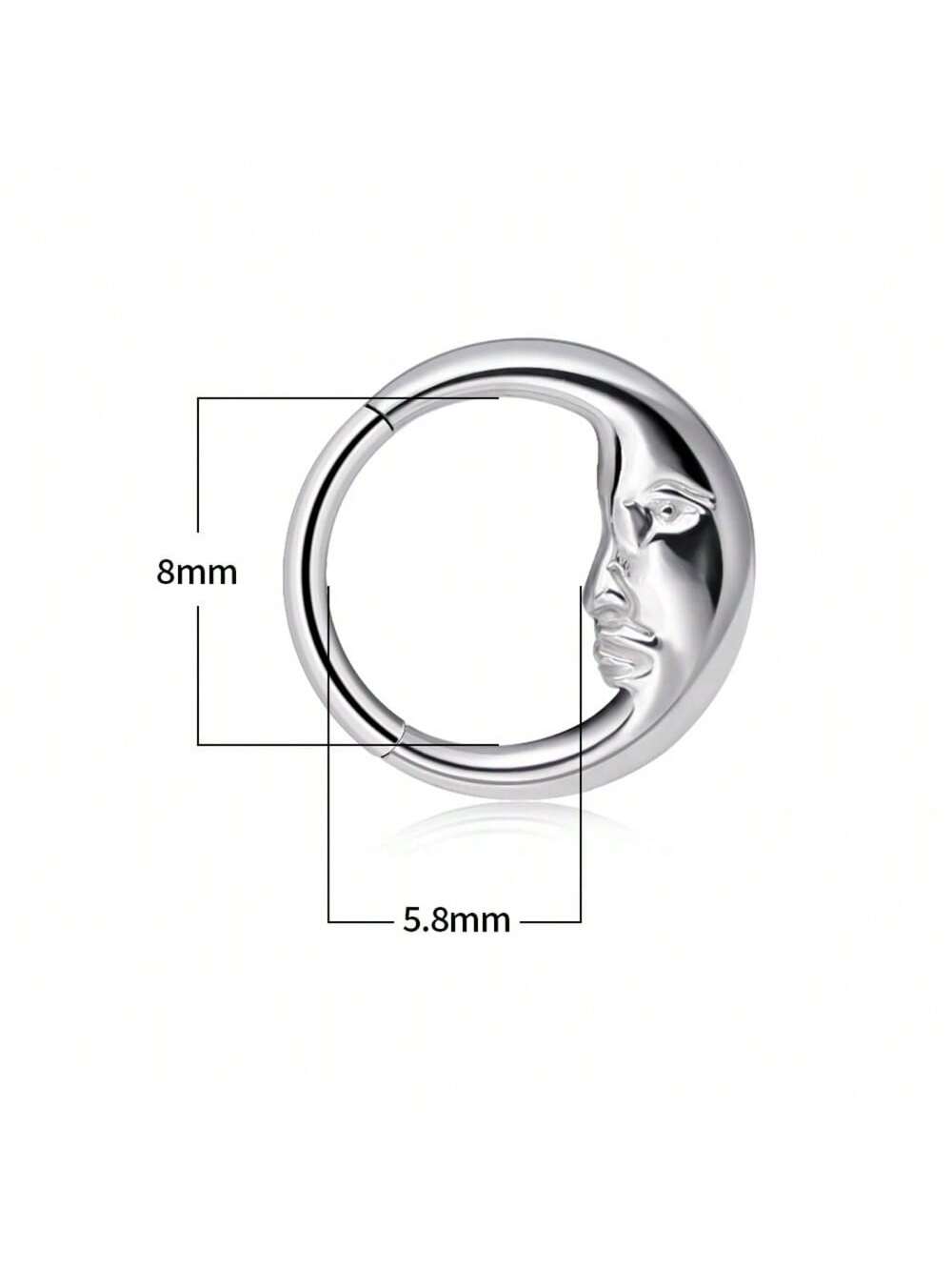 Titanium Moon Face Septum Ring – 16G
