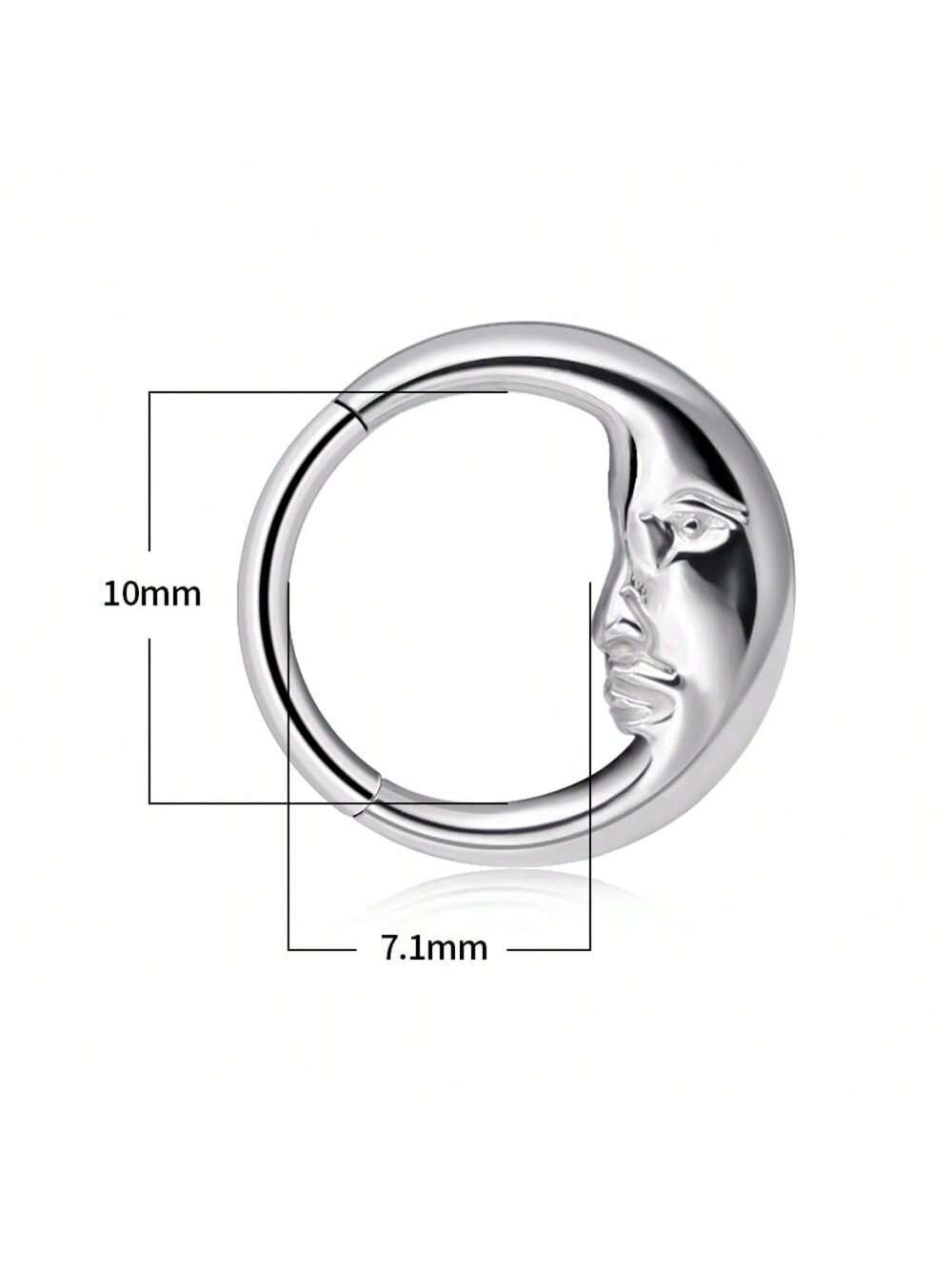 Titanium Moon Face Septum Ring – 16G