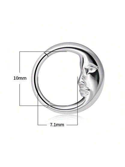 Titanium Moon Face Septum Ring – 16G