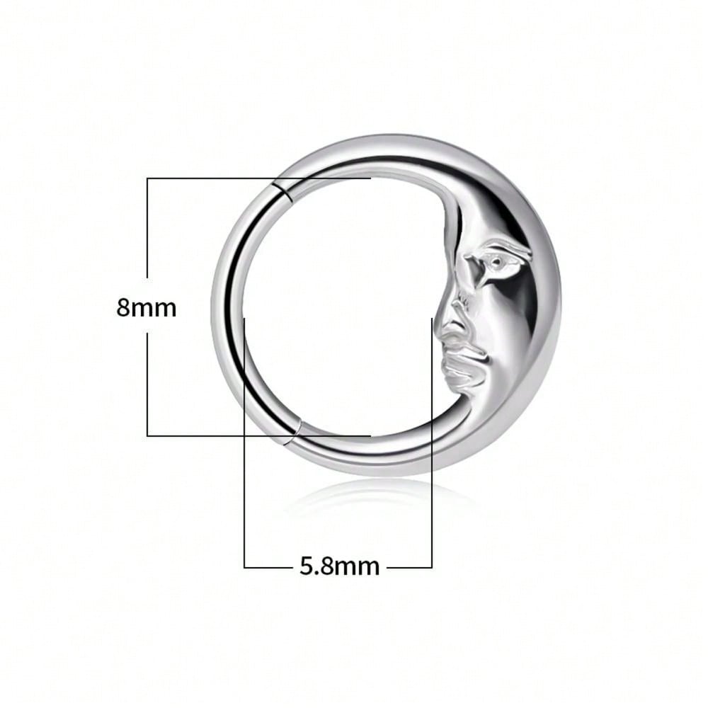 Titanium Moon Face Septum Ring – 16G