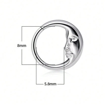 Titanium Moon Face Septum Ring – 16G