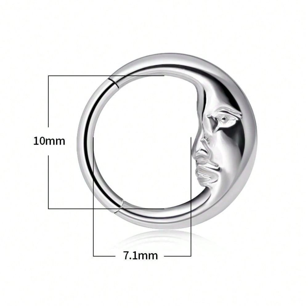 Titanium Moon Face Septum Ring – 16G
