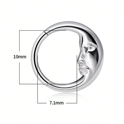 Titanium Moon Face Septum Ring – 16G