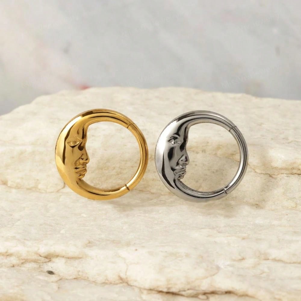 Titanium Moon Face Septum Ring – 16G
