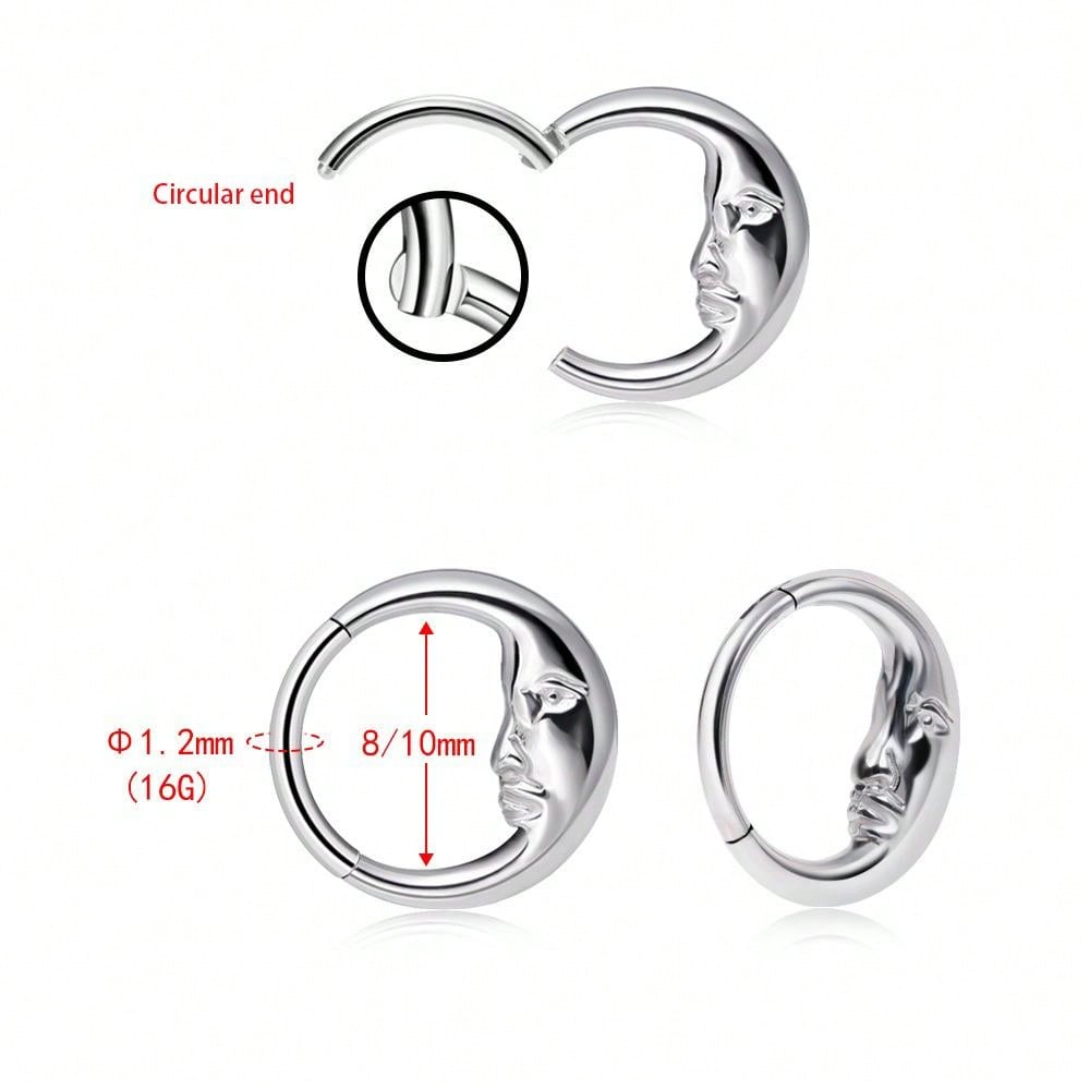 Titanium Moon Face Septum Ring – 16G