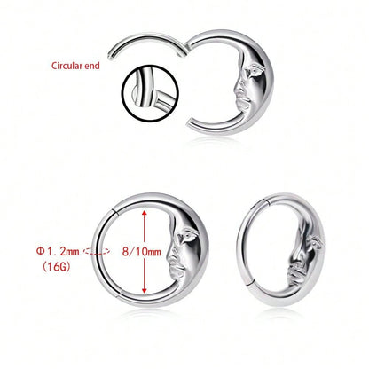 Titanium Moon Face Septum Ring – 16G