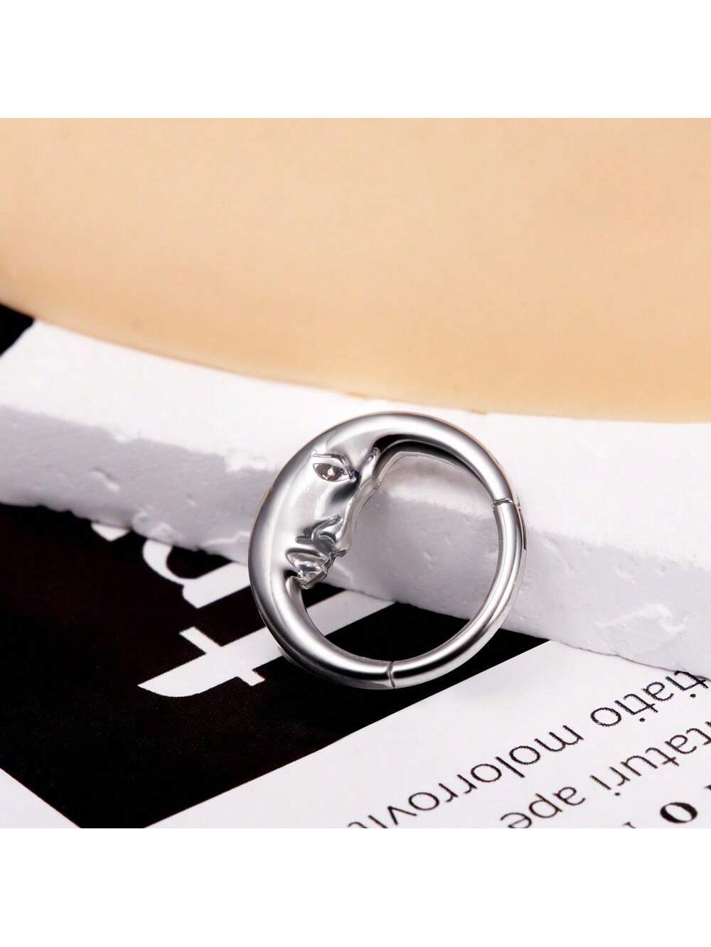 Titanium Moon Face Septum Ring – 16G