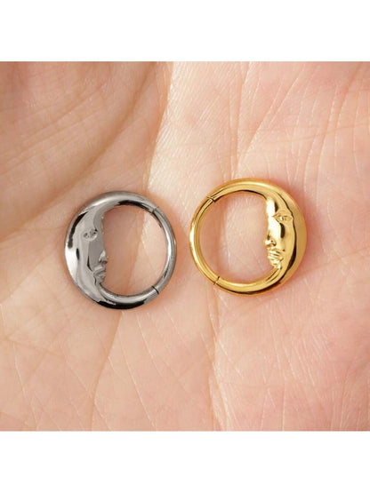 Titanium Moon Face Septum Ring – 16G