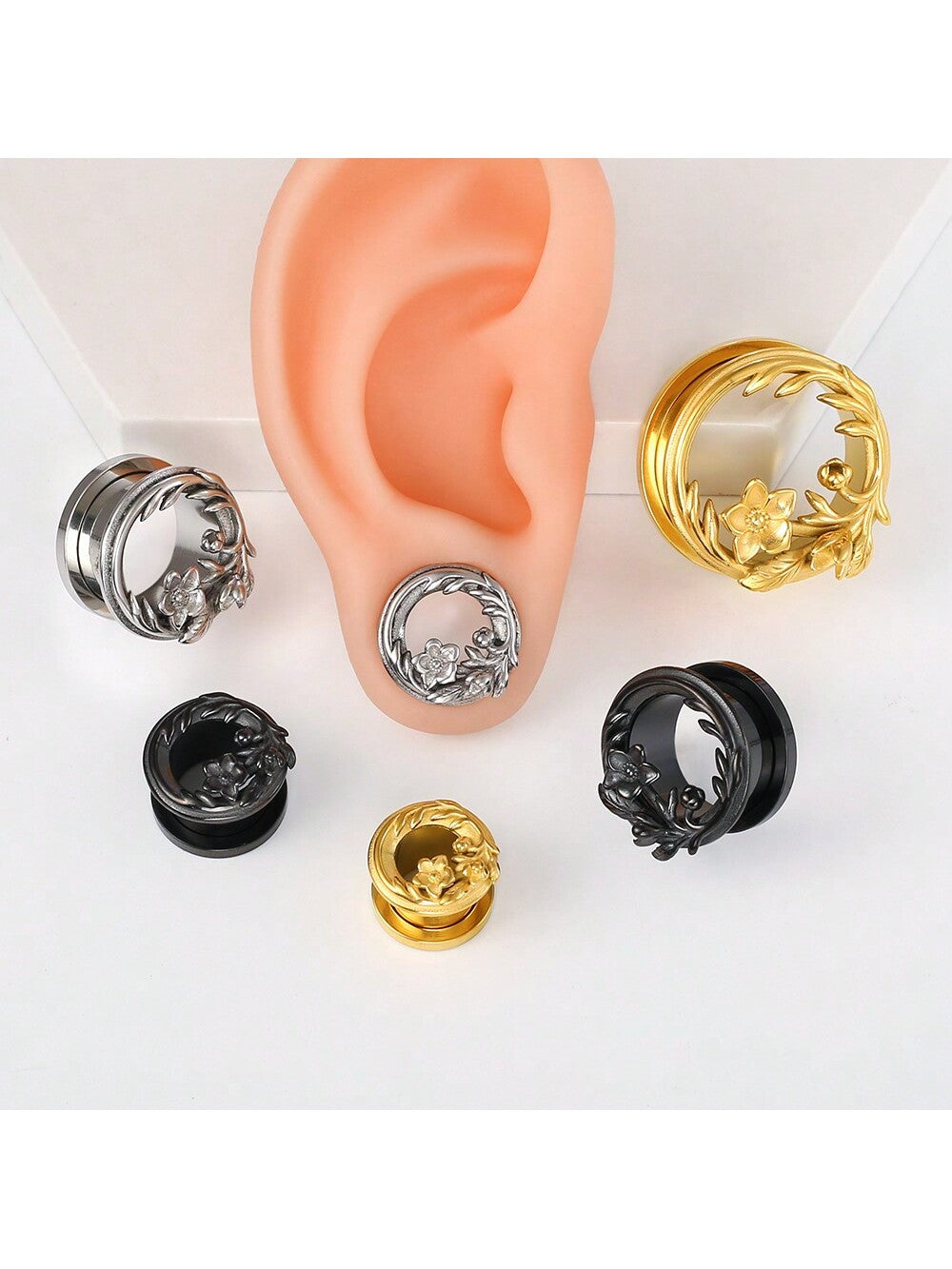 Flower Ear Gauges & Plugs – 2PCS Stainless Steel