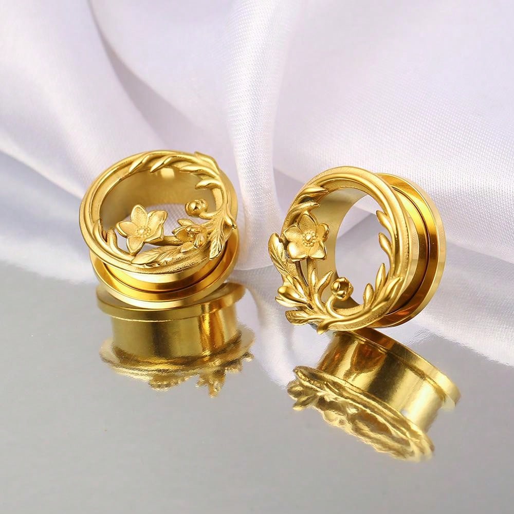 Flower Ear Gauges & Plugs – 2PCS Stainless Steel