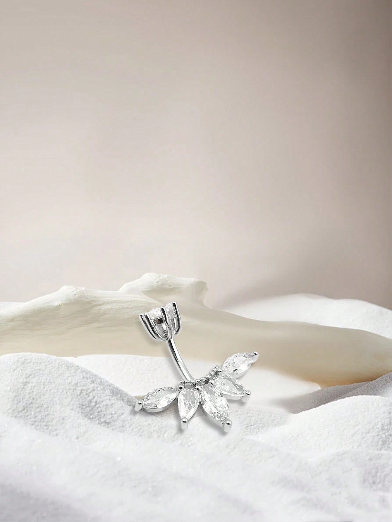 S925 Sterling Silver Floral Navel Ring Belly Botton Piercing