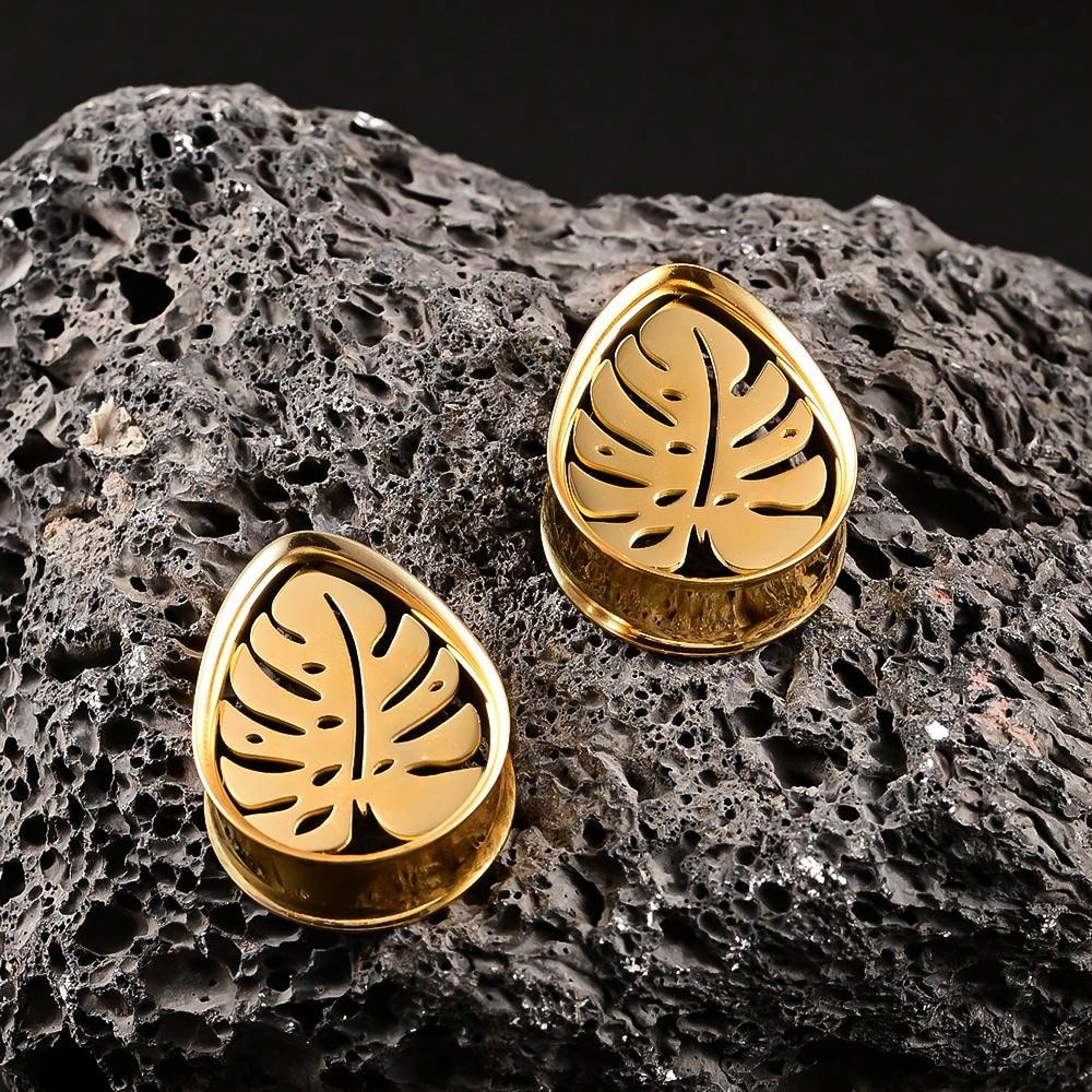 Water Drop Leaf Ear Tunnels & Gauges – 2PCS