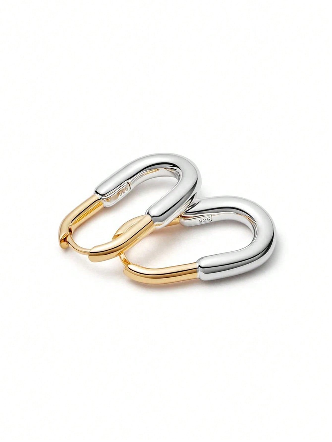 Elegant Two-Tone Geometric Hoop Earrings