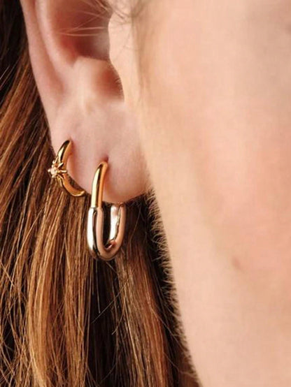 Elegant Two-Tone Geometric Hoop Earrings