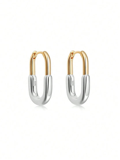 Elegant Two-Tone Geometric Hoop Earrings