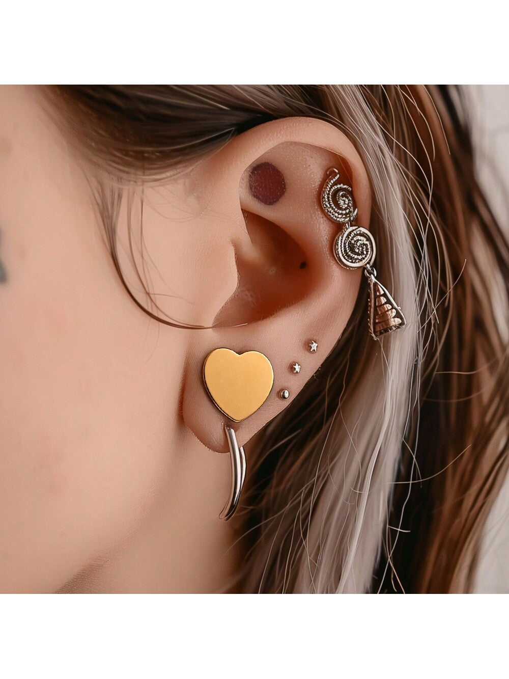 Elegant Heart Stainless Steel Ear Gauges – 2PCS