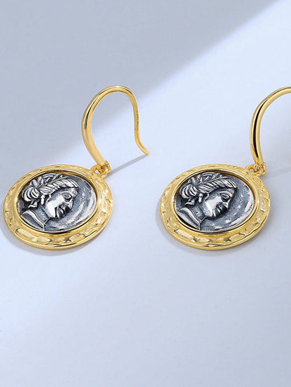 18K Gold-Plated Sterling Silver Goddess Coin Earrings