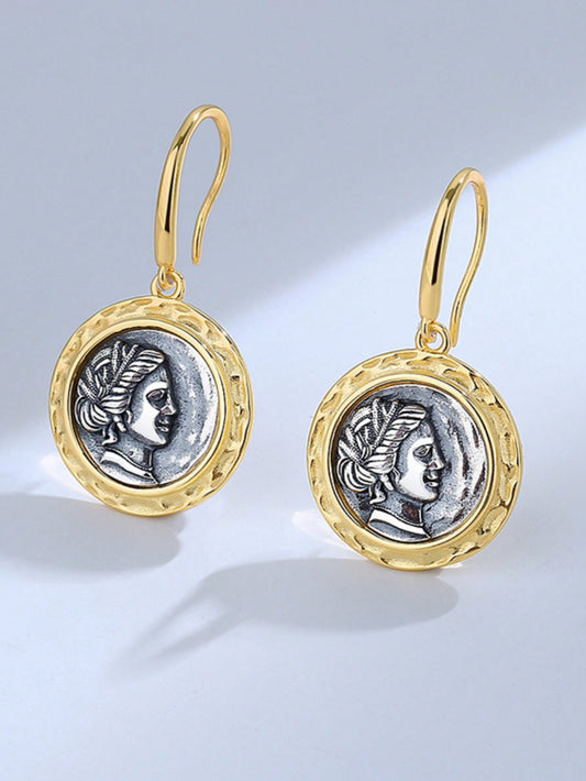 18K Gold-Plated Sterling Silver Goddess Coin Earrings