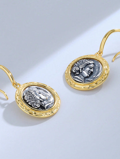 18K Gold-Plated Sterling Silver Goddess Coin Earrings