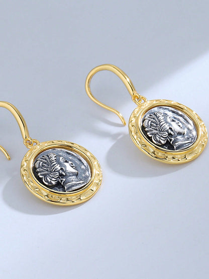 18K Gold-Plated Sterling Silver Goddess Coin Earrings