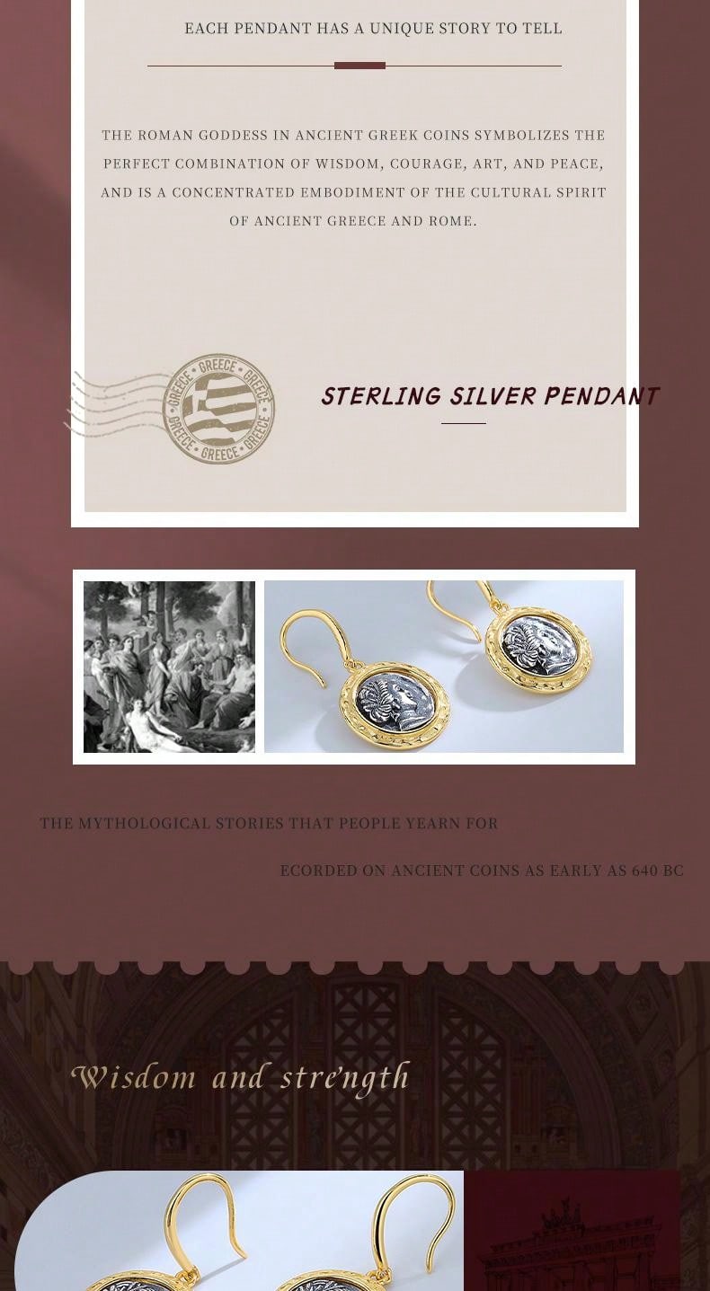 18K Gold-Plated Sterling Silver Goddess Coin Earrings