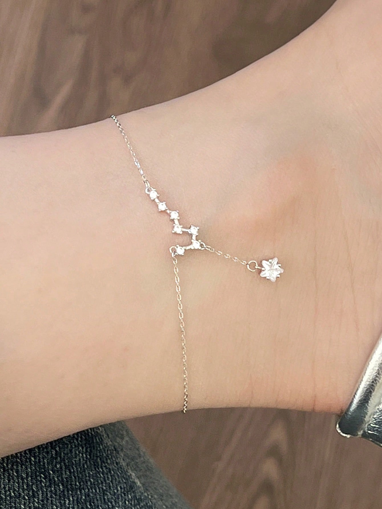 Sterling Silver Big Dipper CZ Anklet