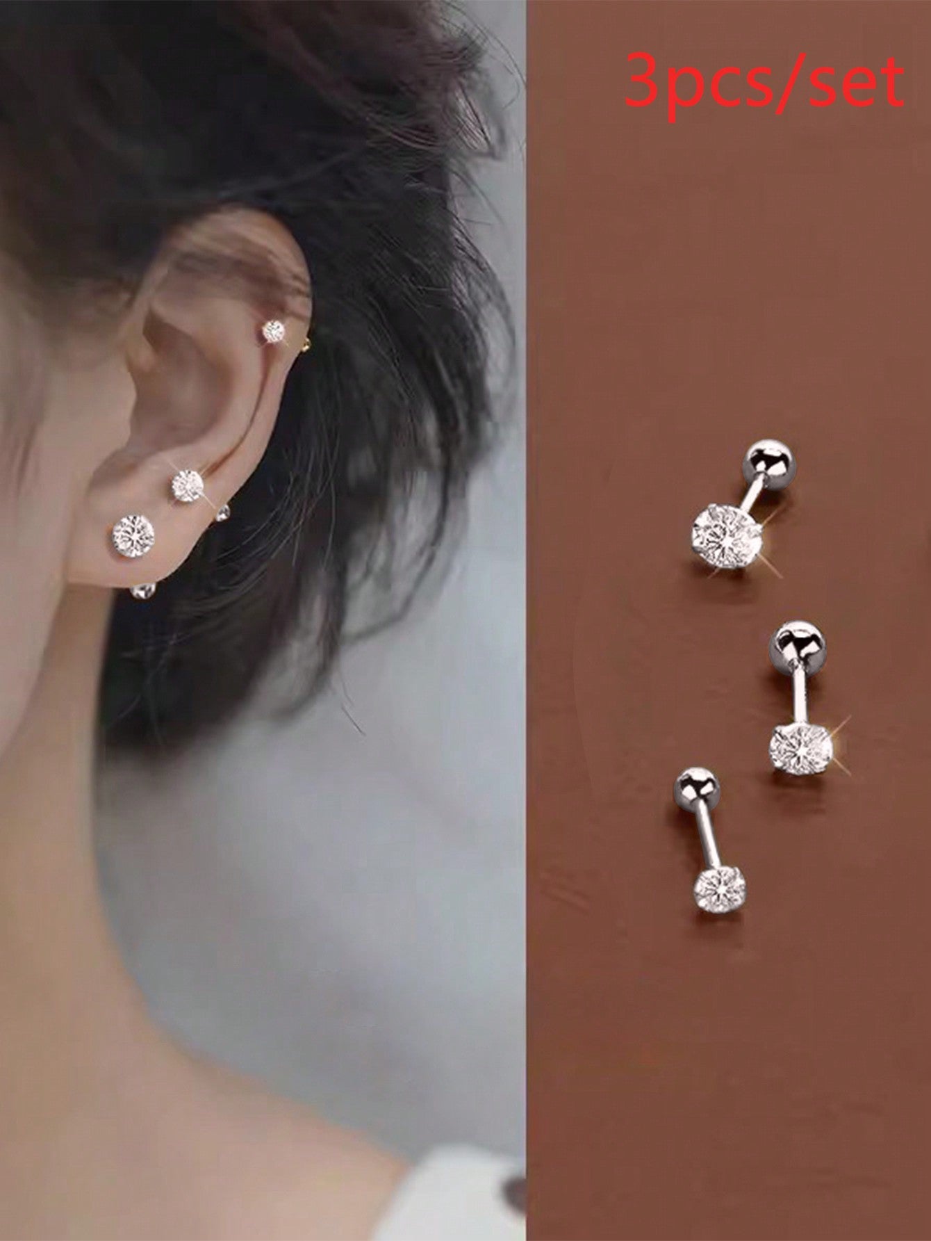 Rhinestone Decor Stud Earrings