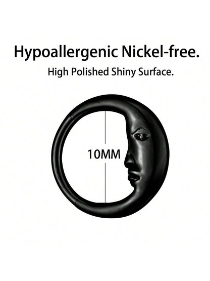 Titanium Moon Face Septum Ring – 16G