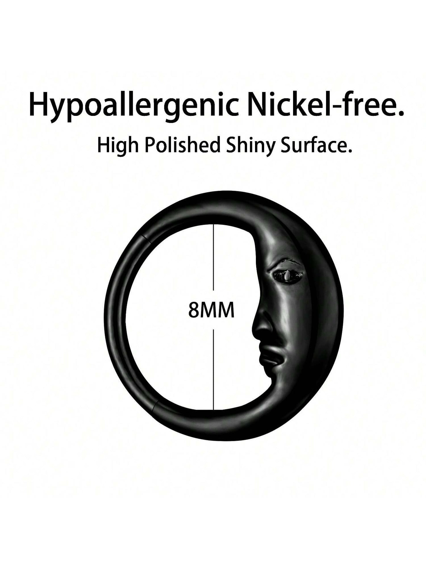 Titanium Moon Face Septum Ring – 16G
