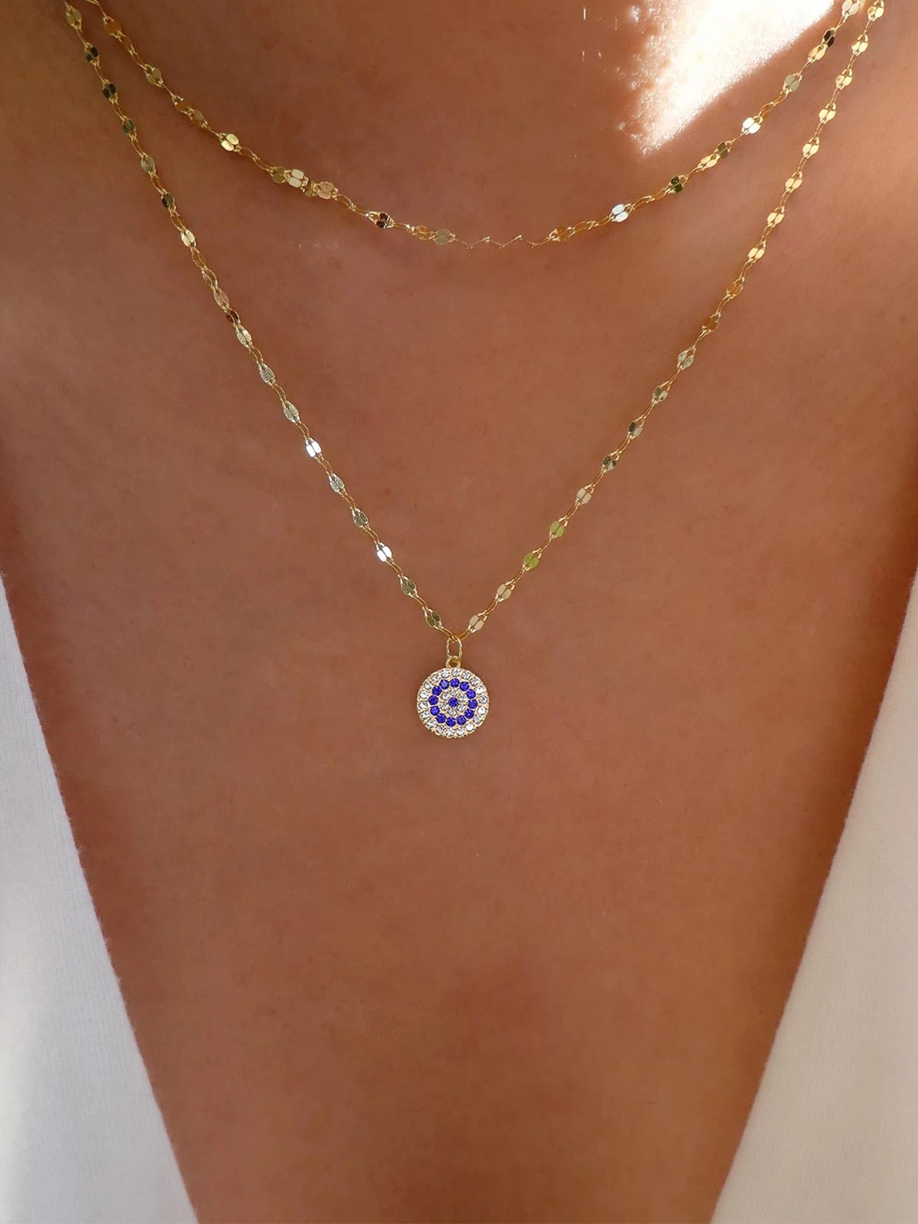 Sparkling Evil Eye Layered Necklace