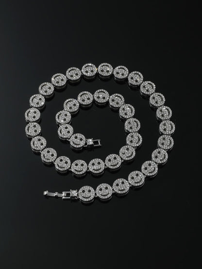 Expressive Sparkle: Men's Rhinestone Expression Decor Necklace - Make a Statement