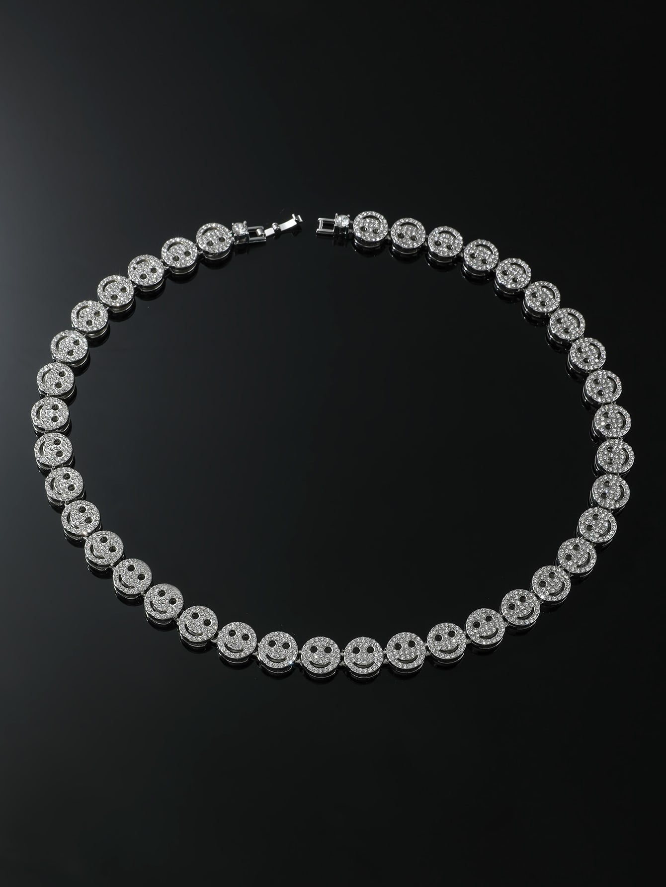 Expressive Sparkle: Men's Rhinestone Expression Decor Necklace - Make a Statement